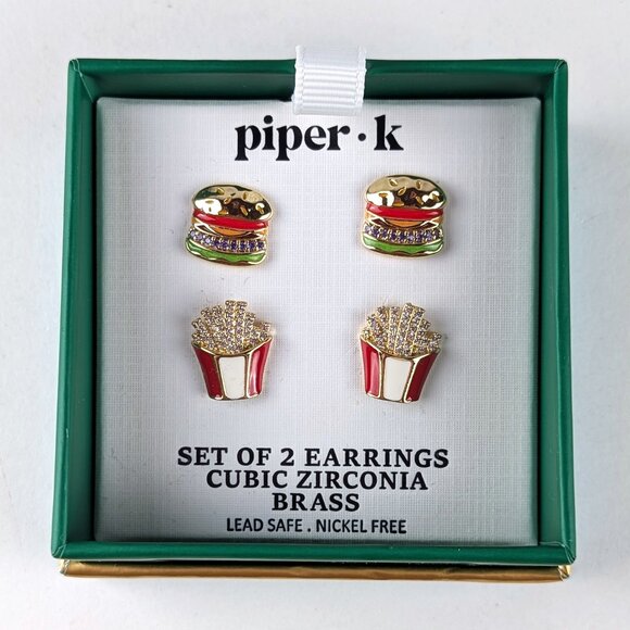 NEW Piper K Burgers & Fries Post Earring Set - Picture 2 of 5